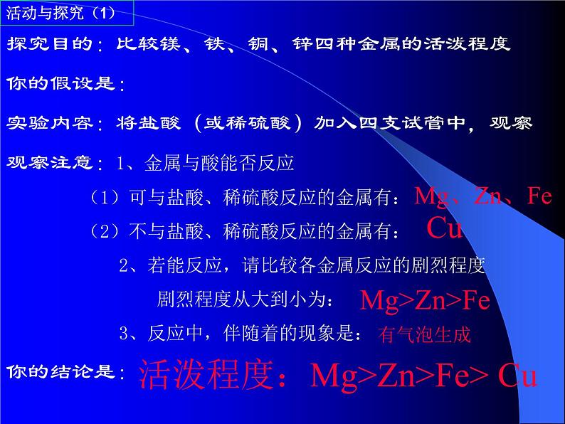 科粤版初中化学九年级下册 6.1 金属的化学性质 课件第4页