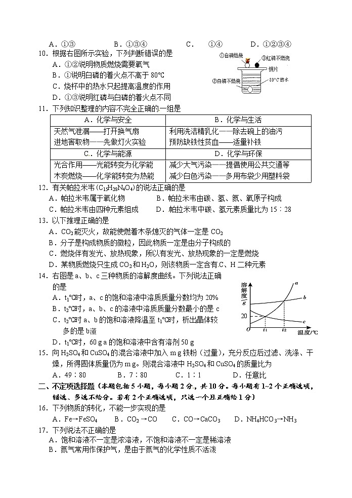 九年级上学期期末考试化学试题15第2页