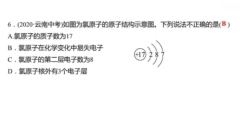 第二章 2.3.1构成物质的微粒(Ⅱ)——原子和离子(一) 习题课件 2021-2022学年科粤版化学九年级第8页