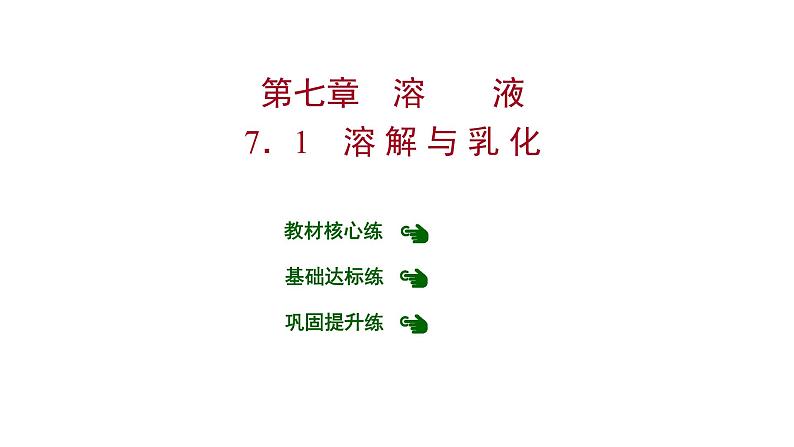第七章 7.1溶解与乳化 习题课件 2021-2022学年科粤版化学九年级01