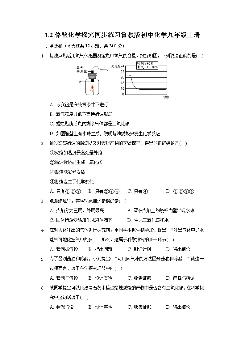 1.2体验化学探究 同步练习鲁教版初中化学九年级上册01