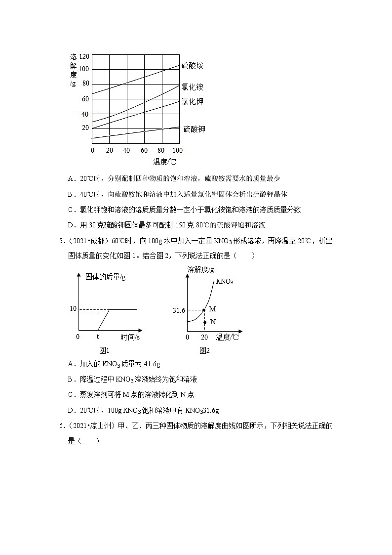2021年四川省中考化学真题分类汇编-水和溶液第3页