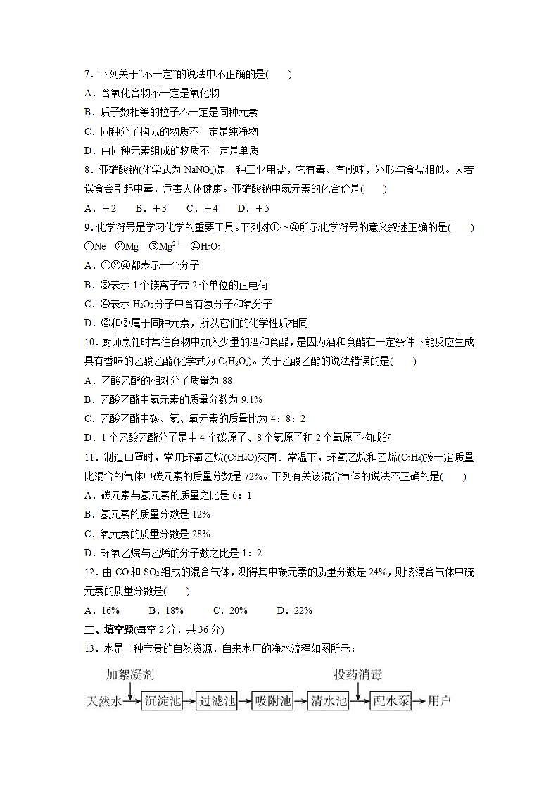 第四单元自然界的水单元测试训练卷- 2021-2022学年九年级化学人教版上册(word版含答案)第2页
