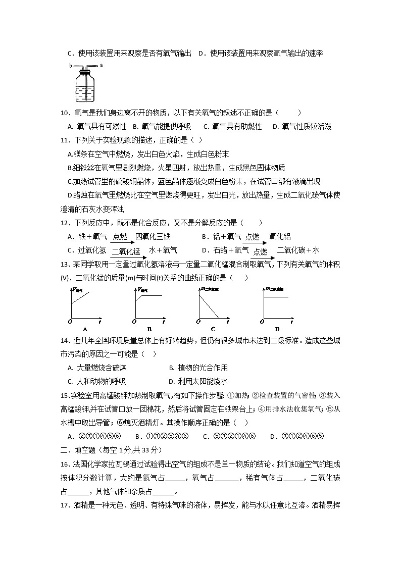 第二單元我們周圍的空氣單元練習(xí)B卷-2021-2022學(xué)年九年級化學(xué)人教版上冊（無答案）第2頁