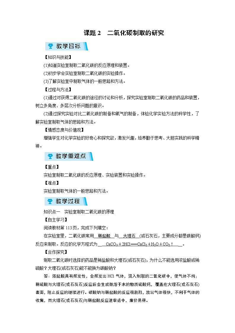 2021-2022学年度人教版九年级化学上册教案 第6单元 课题2第1页