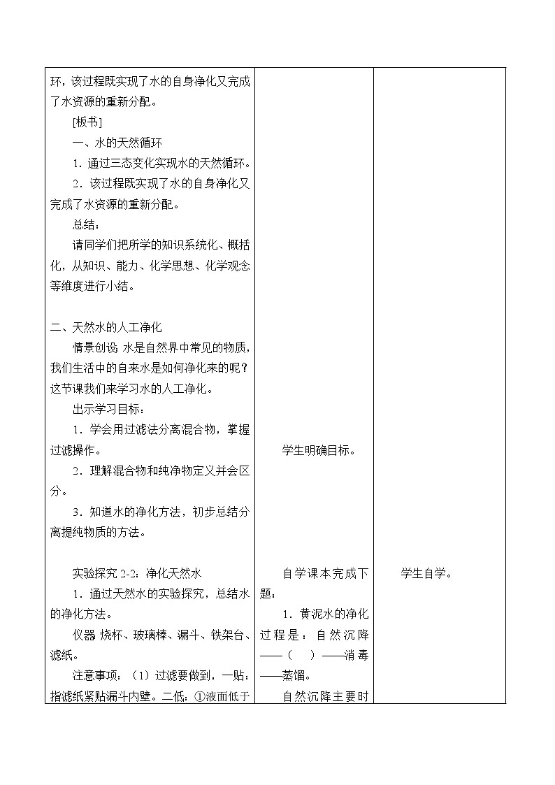 鲁教版(五四制)八年级全一册 2.2 自然界中的水_(教案)第2页