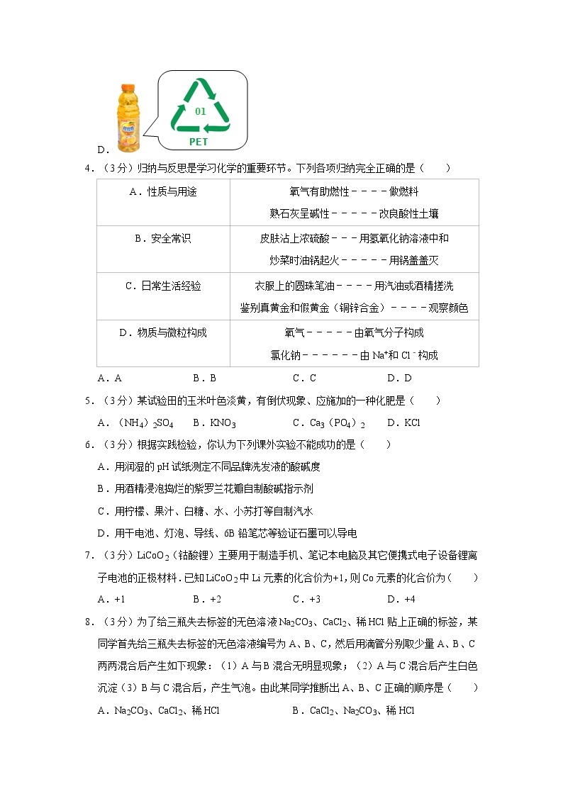 2021年广东省汕头市濠江区中考化学模拟试卷（6月份）02