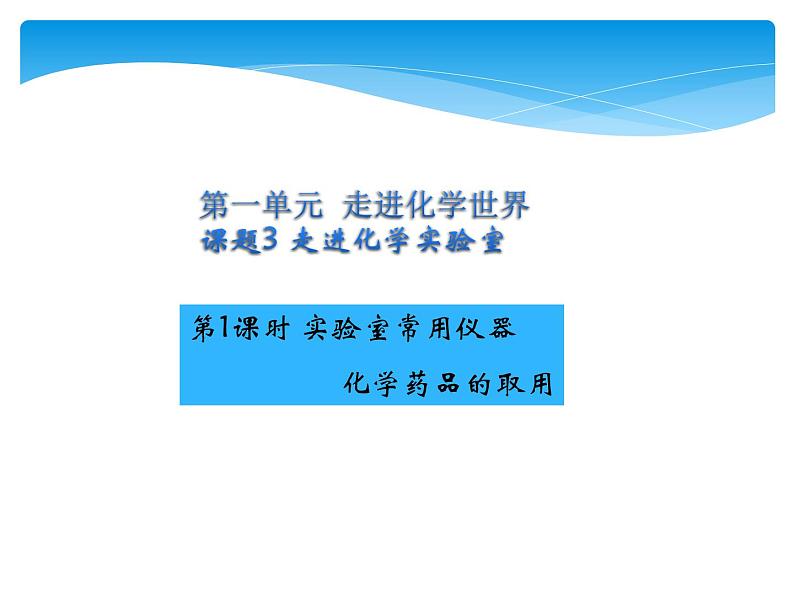 人教版九年级上册 第一单元 走进化学世界 课题3 走进化学实验室课件PPT01