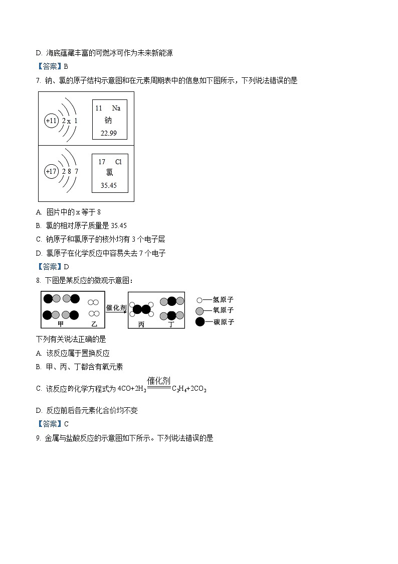2021年四川省成都市简阳市中考一诊化学试题第2页