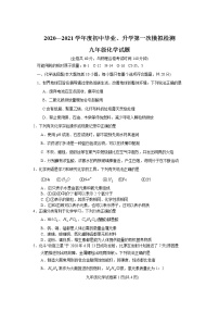 江苏省徐州市2020-2021学年度第二学期九年级一模化学检测试卷（word含答案）