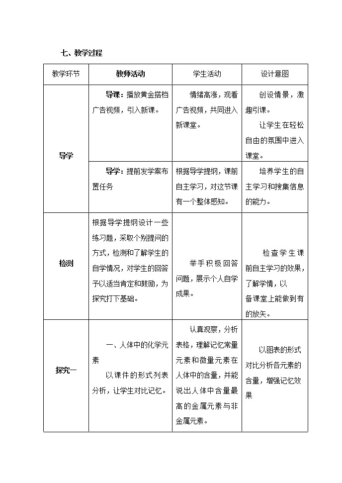 鲁教版(五四制)九年级全一册 5.2 化学元素与人体健康(教案)第2页