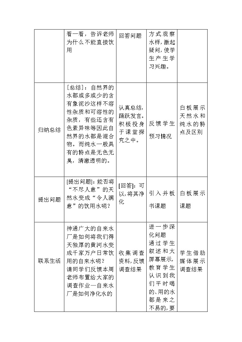 人教版(五四制)八年级全一册化学 第四单元 课题2 水的净化(14)(教案)第3页