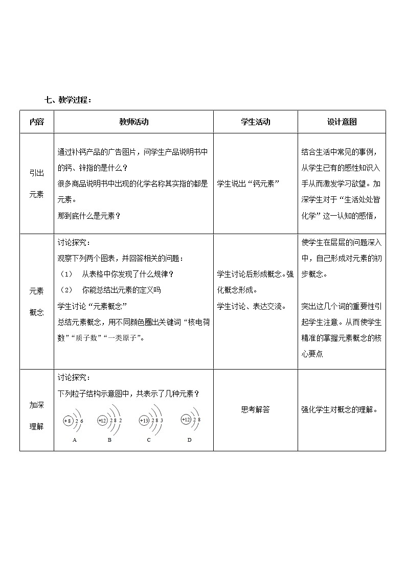 人教版(五四制)八年级全一册化学 第三单元 课题3 元素(教案)02