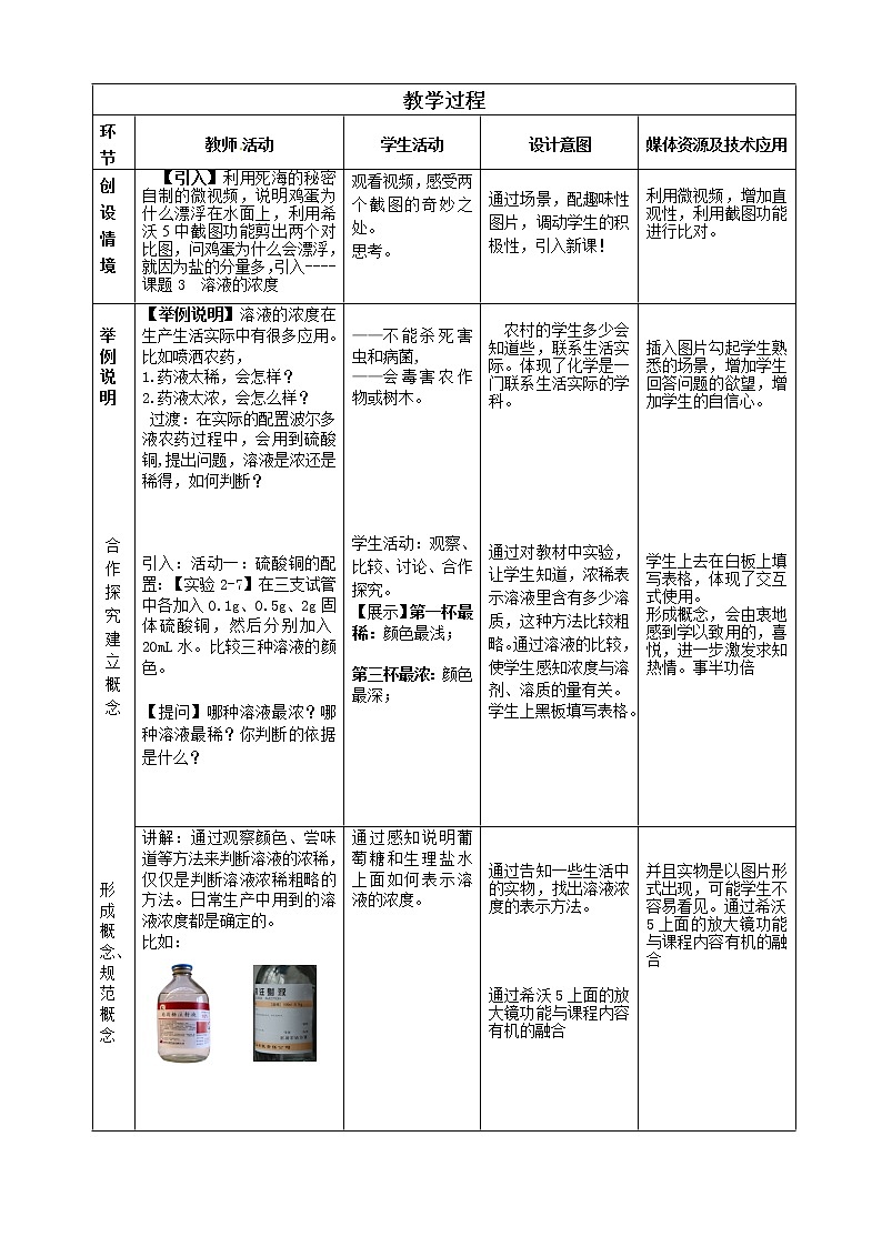 人教版(五四制)九年级全一册化学 第二单元 课题3 溶液的浓度(2)(教案)02