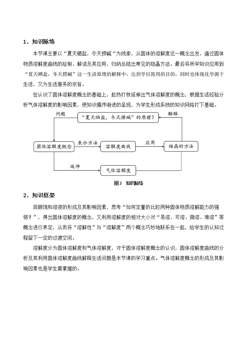 人教版(五四制)九年级全一册化学 第二单元 课题2 溶解度(1)(教案)第2页