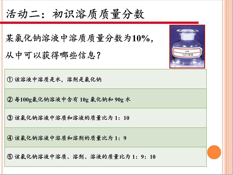 人教版(五四制)九年级全一册化学 第二单元 课题3 溶液的浓度(1)(课件)04