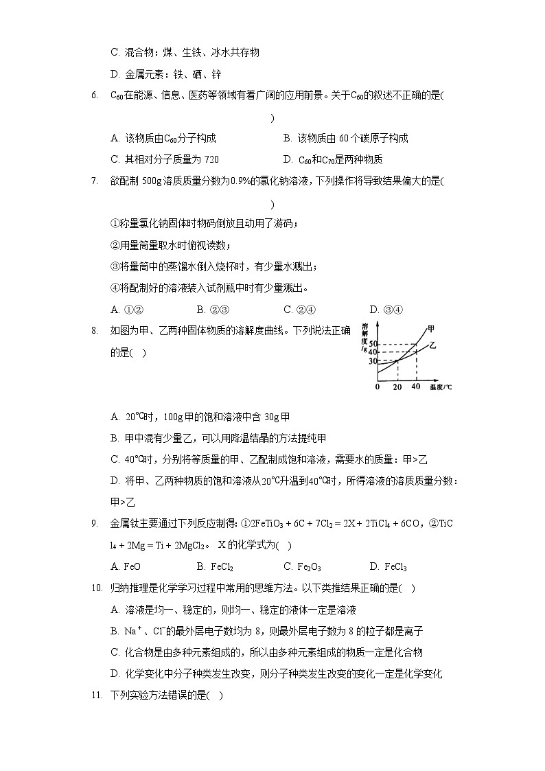 2020-2021学年河南省信阳市息县九年级(上)期末化学试卷第2页