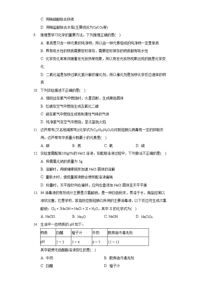 2020-2021学年山东省滨州市无棣县九年级(上)期末化学试卷03