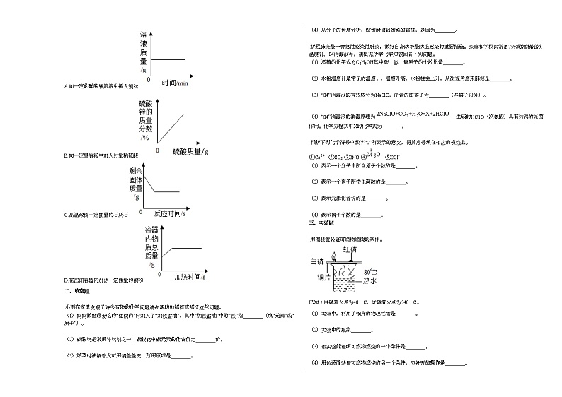 陕西省延安市某校2020-2021学年九年级上学期期末化学试题人教版第2页