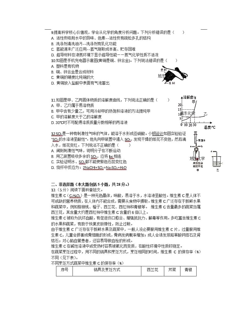 2021年安徽省中考化学模拟试题（五）（图片版无答案）03