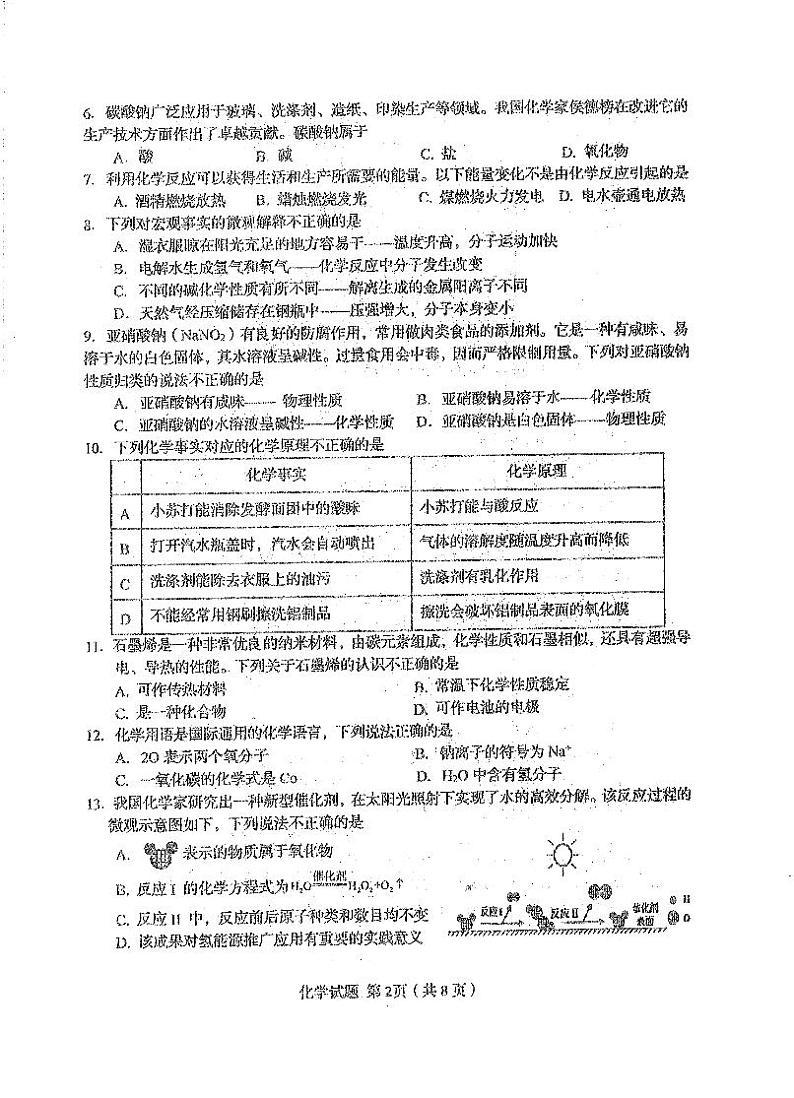 山东省青岛市市南区2021年九年级下学期阶段性质量检测化学试题(一模)(扫描版无答案)第2页
