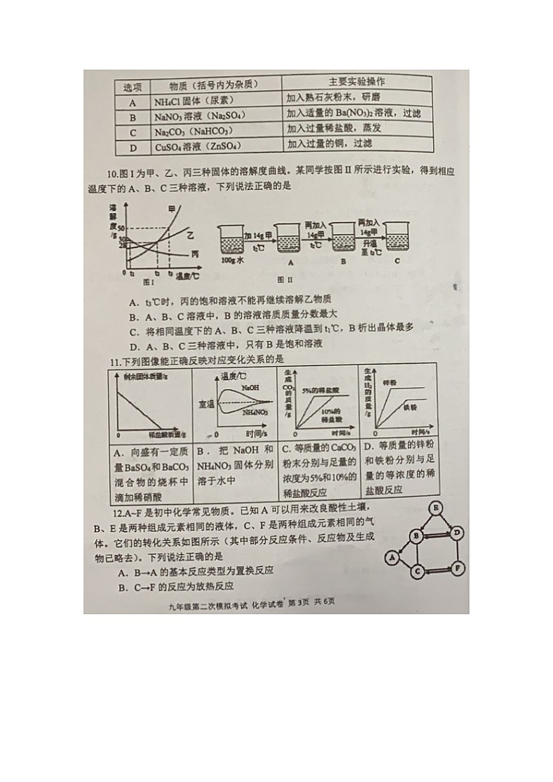 广东省2020-2021学年第二学期二模化学试题(图片版,无答案)第3页