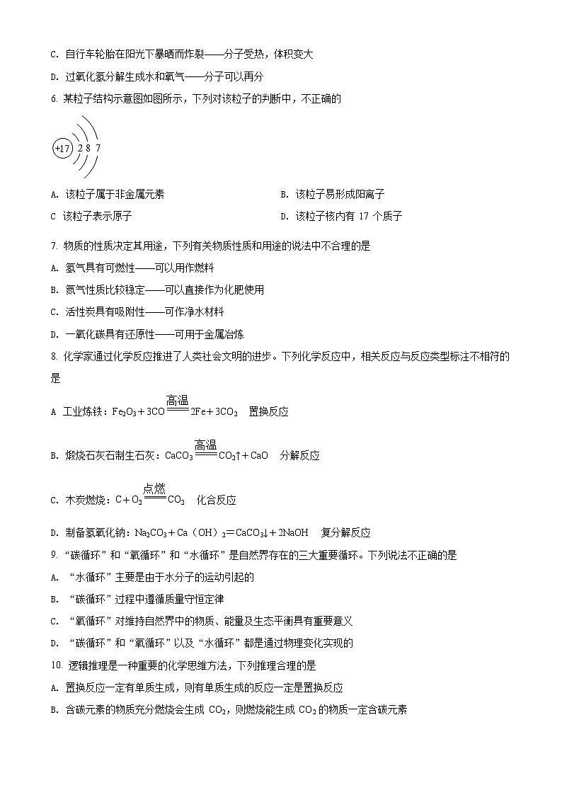 精品解析:2021年山东省济南市天桥区二模化学试题(原卷版)第2页