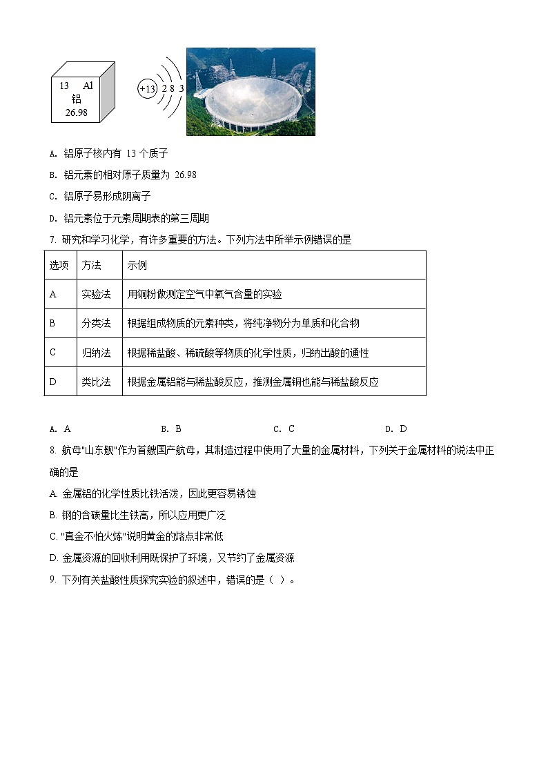 精品解析:2021年山东省济南市莱芜区中考二模化学试题(原卷版)第2页