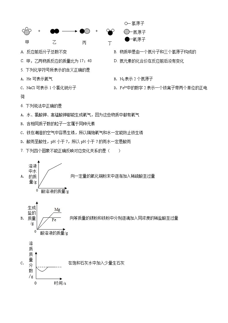 河北省保定市定州市2021年中考三模化学试题(含答案)第2页