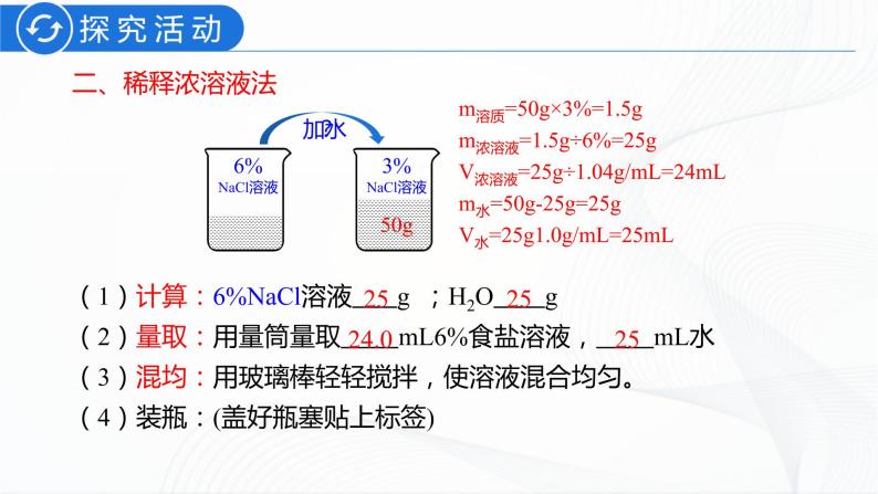 人教版化学九下实验活动5《一定溶质质量分数的氯化钠溶液的配制》课件+同步练习+内嵌视频06