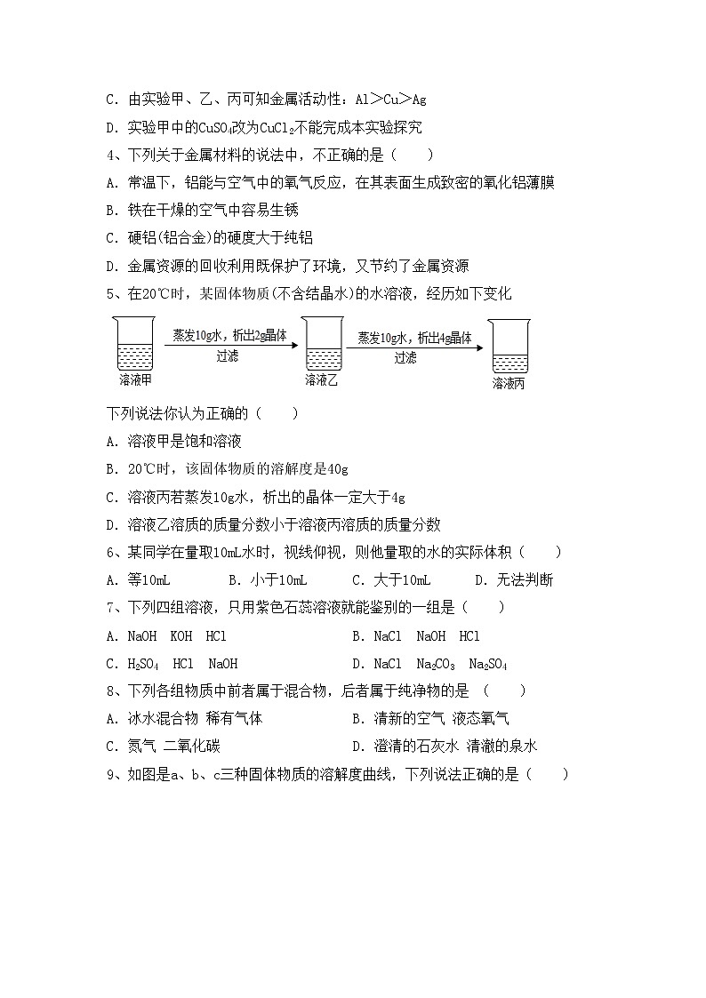 部编人教版九年级化学上册期中测试卷(部编人教版)第2页
