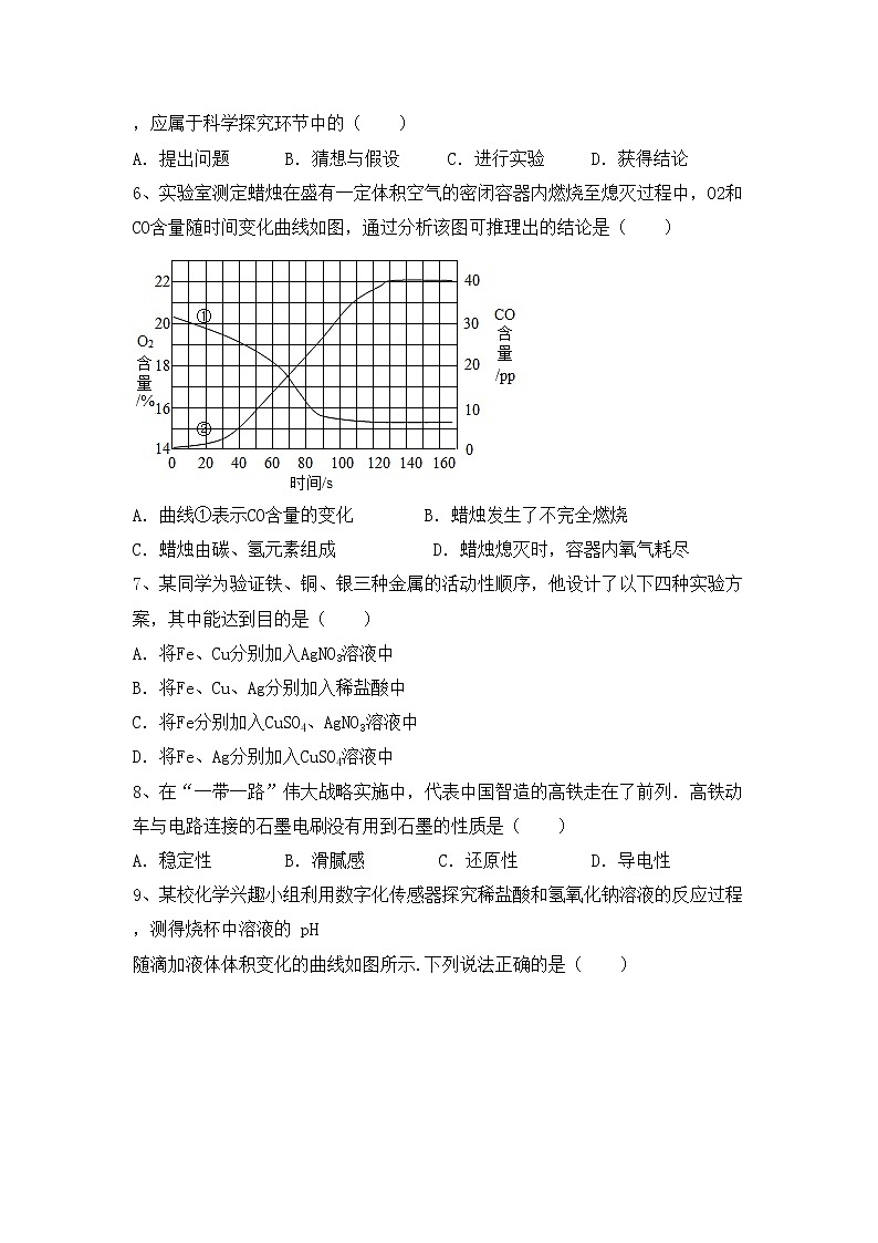 部编人教版九年级化学上册期中试卷(A4打印版)第2页