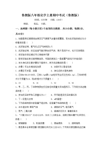 鲁教版八年级化学上册期中考试（鲁教版）练习题