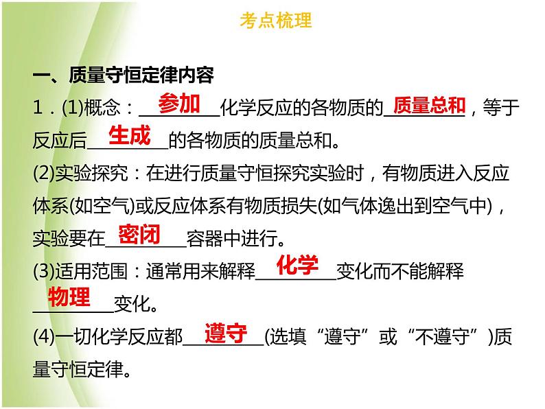 广东专版中考化学总复习第二部分物质的化学变化第5考点质量守恒定律课件第5页