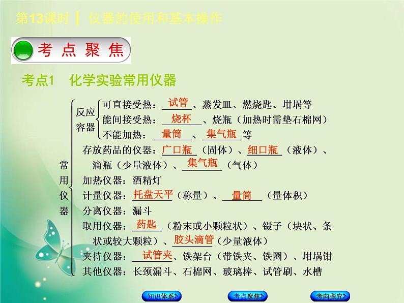 北京专版中考化学基础复习五科学探究第13课时仪器的使用和基本操作课件第3页