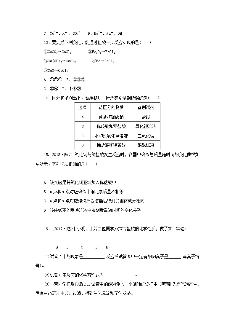 九年级化学下册第七单元常见的酸和碱第一节酸及其性质练习鲁教版03