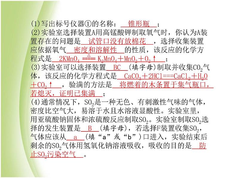 菏泽专版中考化学总复习第二部分专题复习高分保障专题1气体的制取与净化课件新人教版第4页