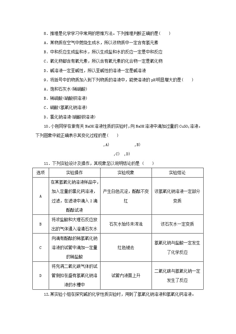 九年级化学下册第七单元常见的酸和碱专项训练1酸和碱的性质练习鲁教版02