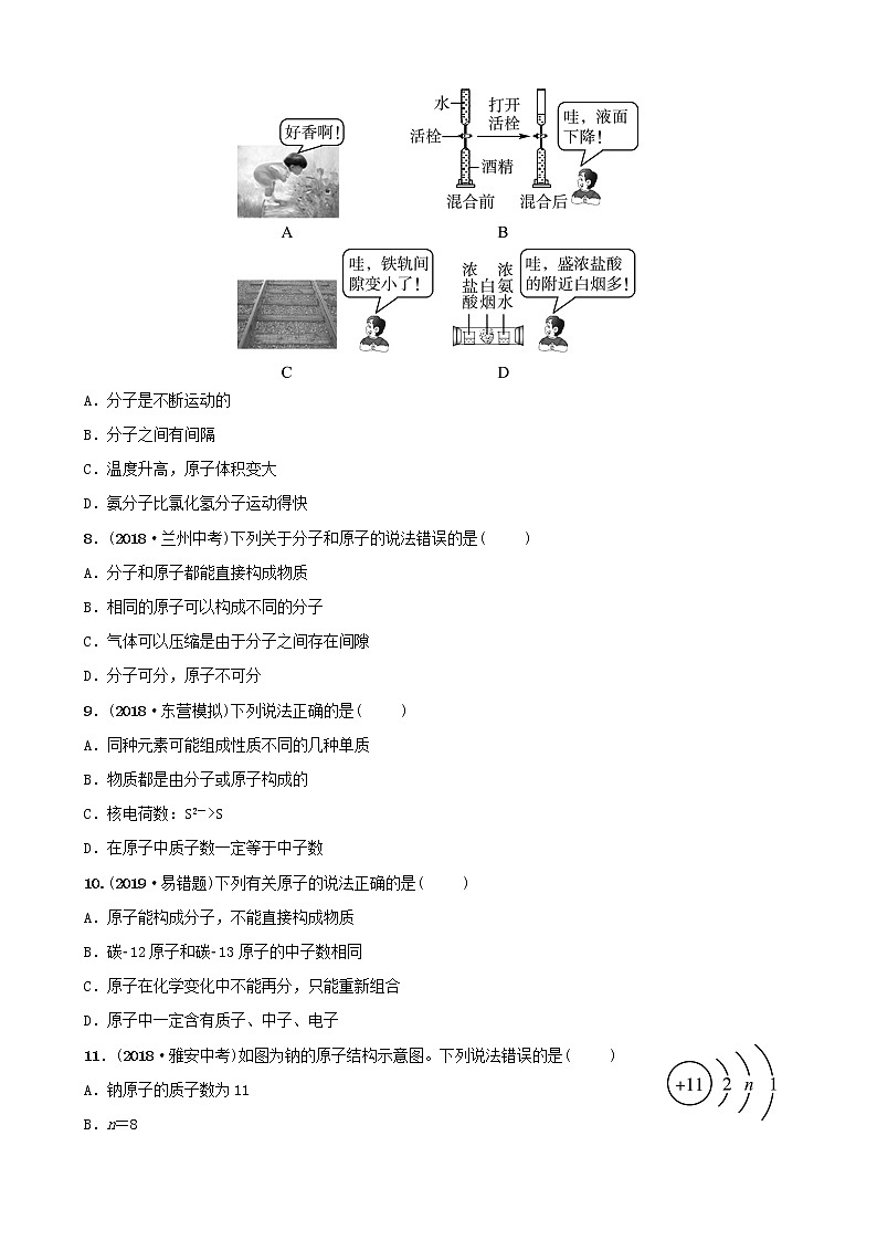 山东诗营市初中化学学业水平考试总复习第三单元物质构成的奥秘练习第2页