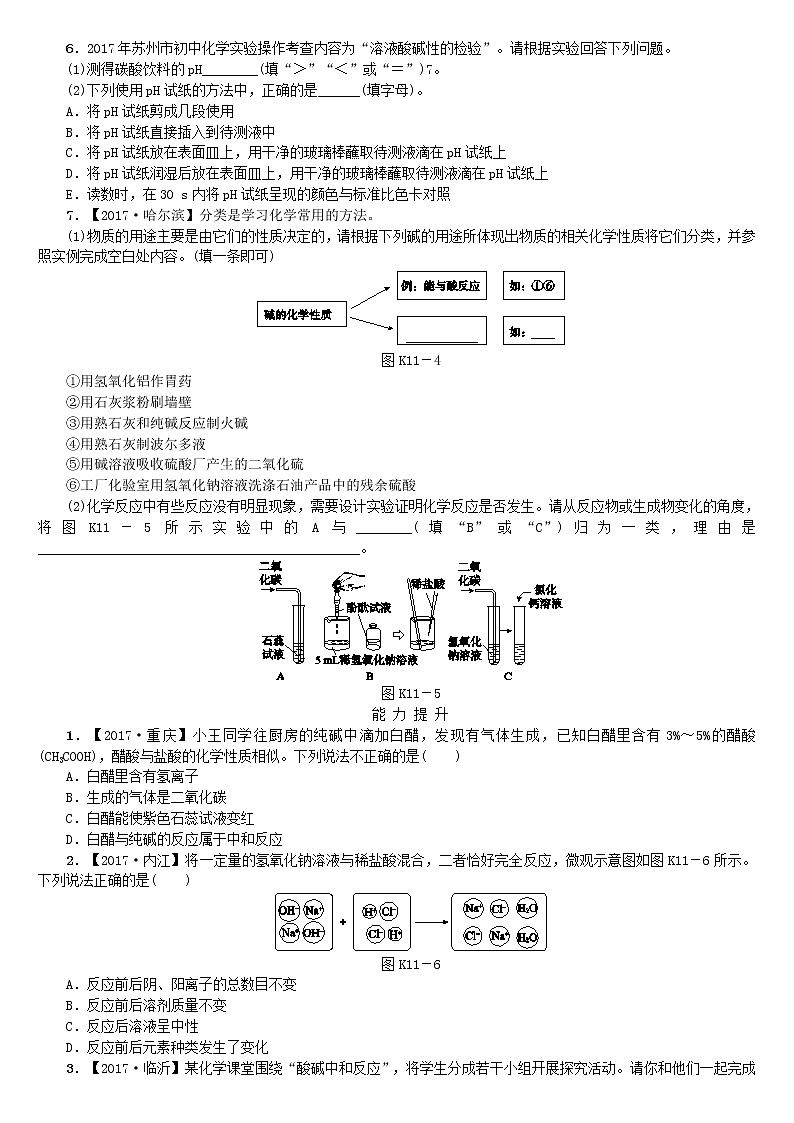 中考化学复习方案考题训练十一溶液的酸碱性及中和反应练习新版鲁教版第2页