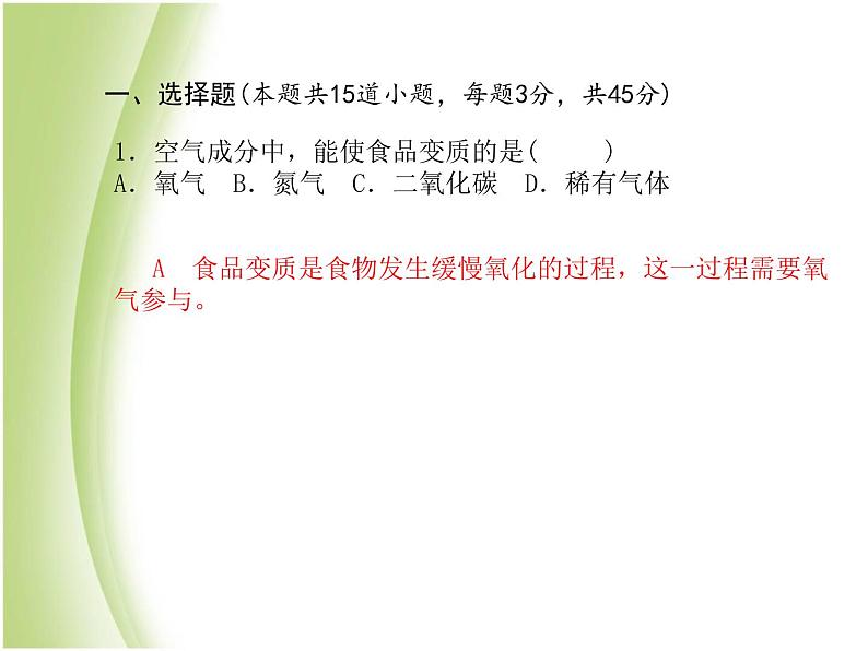 青岛专版中考化学总复习第三部分模拟检测冲刺中考阶段检测卷一课件鲁教版第4页