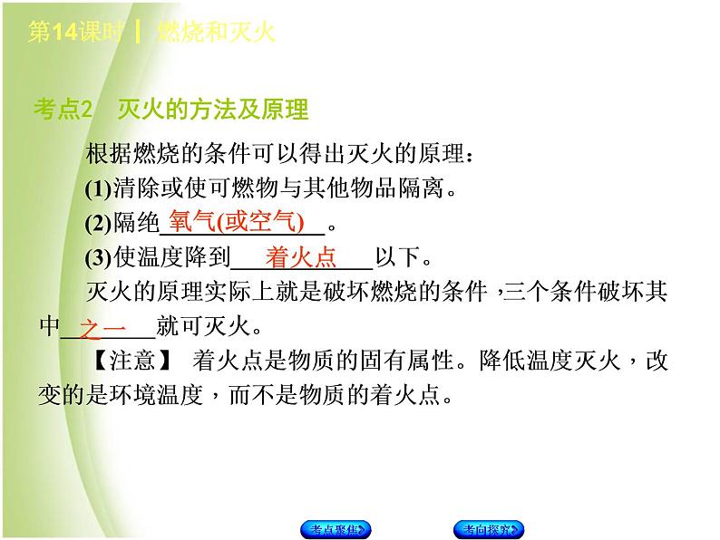 湖南省中考化学复习专题四化学与社会发展第14课时燃烧与灭火课件第5页