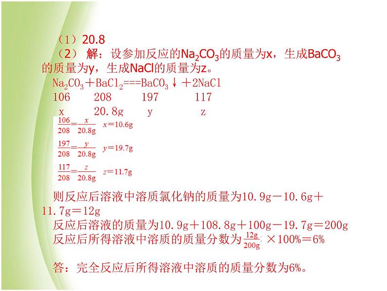 泰安专版中考化学总复习第二部分专题复习高分保障专题5化学计算题课件第8页