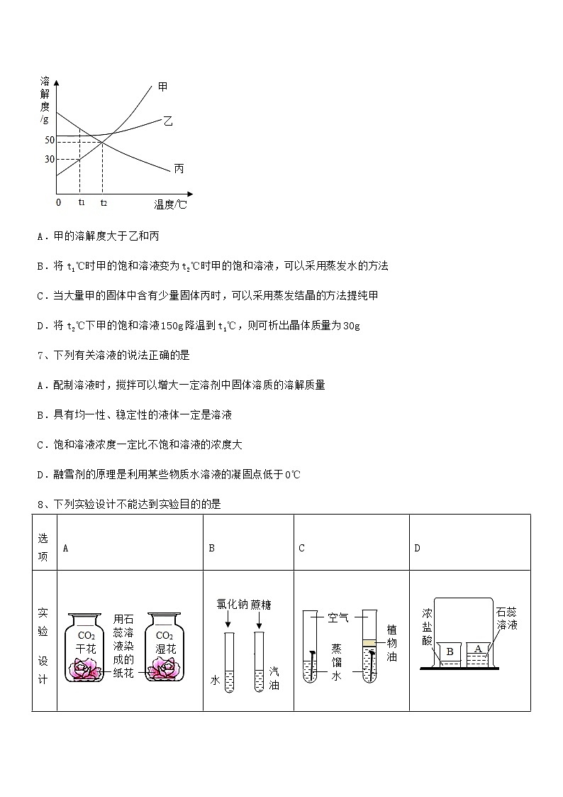 2021年度最新人教版九年级化学下册第九单元溶液同步试卷(一套)03