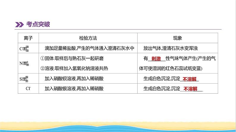 江西专版中考化学总复习基础过关专项12物质的检验与鉴别分离与提纯课件第6页