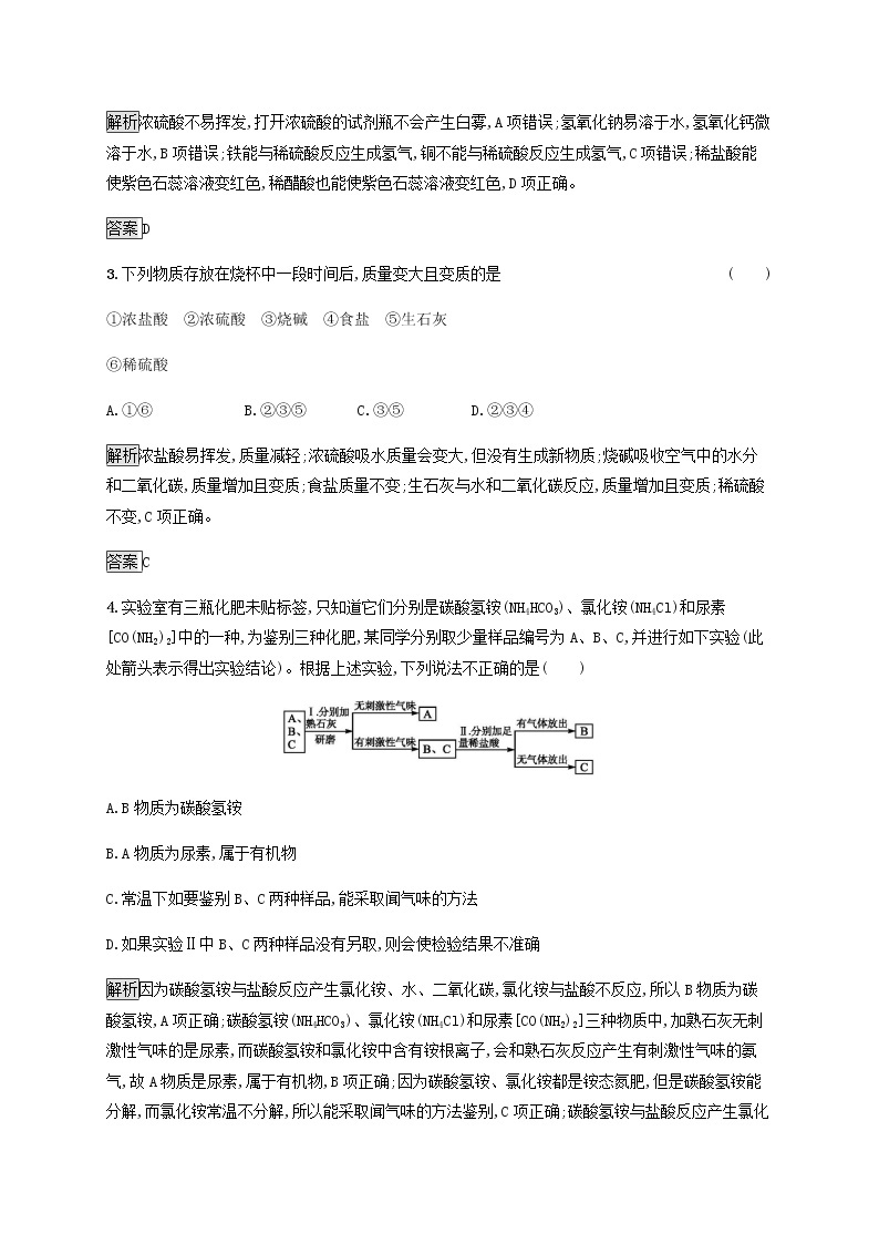 中考化学总复习优化设计专题基础知识过关阶段检测六酸和碱盐化肥化学与生活02