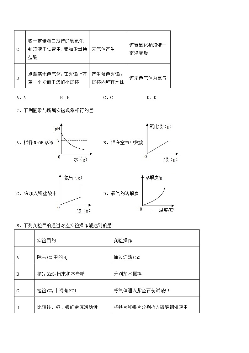 2022年度最新人教版九年级化学下册第十单元 酸和碱期末考试卷A4版第3页