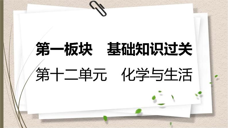 人教版中考化学一轮复习课件第十二单元 化学与生活第1页