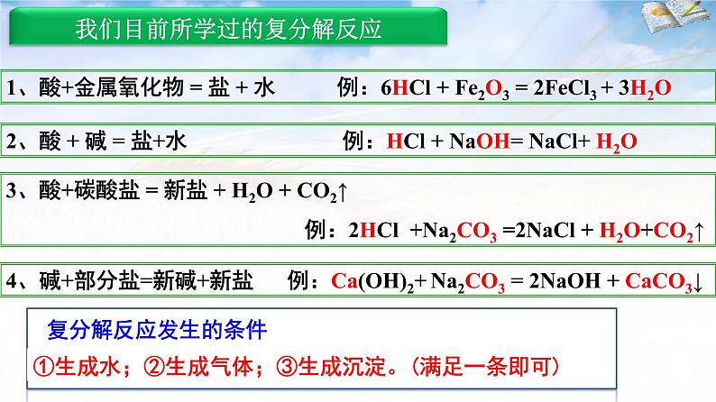 11.1复分解反应发生的条件九年级化学人教版下册课件PPT第6页