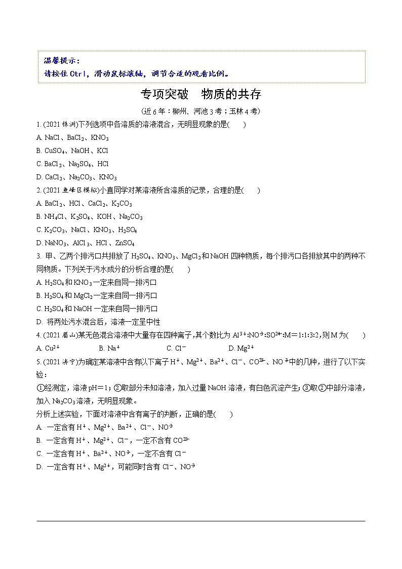02.专项突破 物质的共存第1页